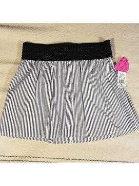 Heart Soul Black & White Striped Mini Skirt with Red Brand Tag